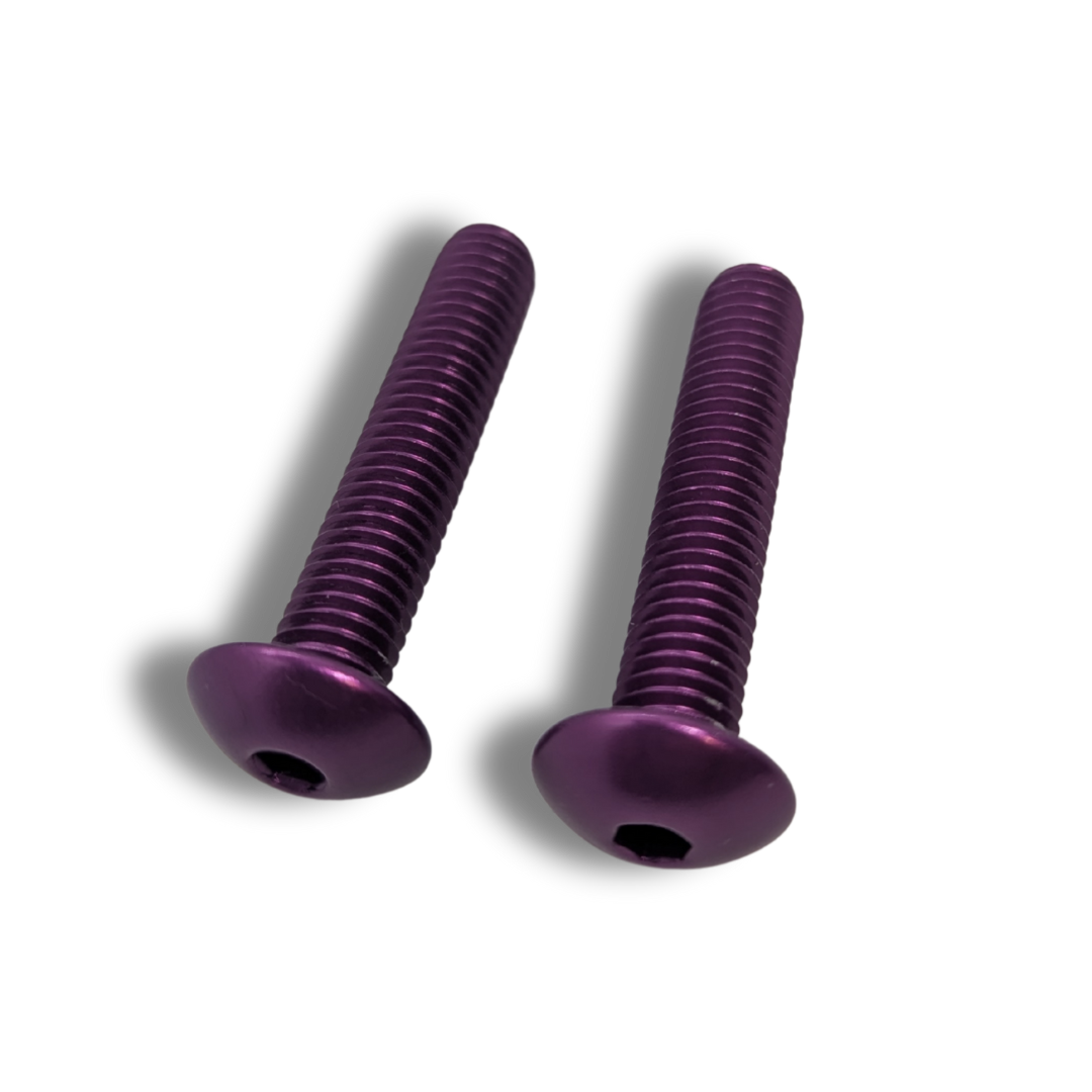 Aluminum Dome Head Bolt M8 x 40mm Pair for Crank Seal Guard Purple