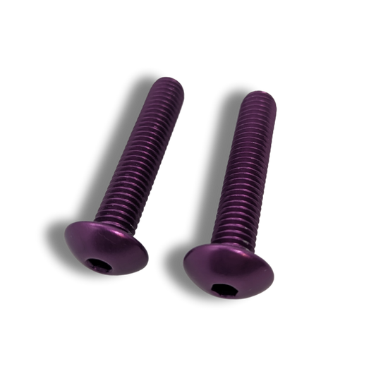 Aluminum Dome Head Bolt M8 x 40mm Pair for Crank Seal Guard Purple